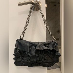 ALL SAINTS leather shoulder bag, petal design, chain strap